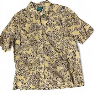 Vintage Lauren Ralph Lauren Paisley Button Up Shirt 100 Percent Cotton
